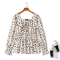 Jane Plus Size Square Neck Floral Long Sleeve Top