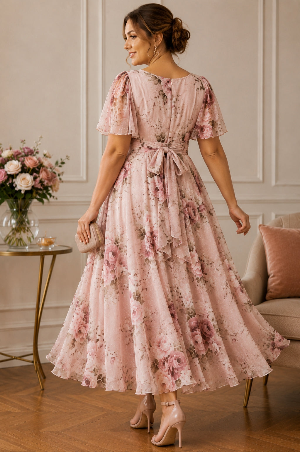 Lysandra Plus Size Floral Wrap Midi Dress