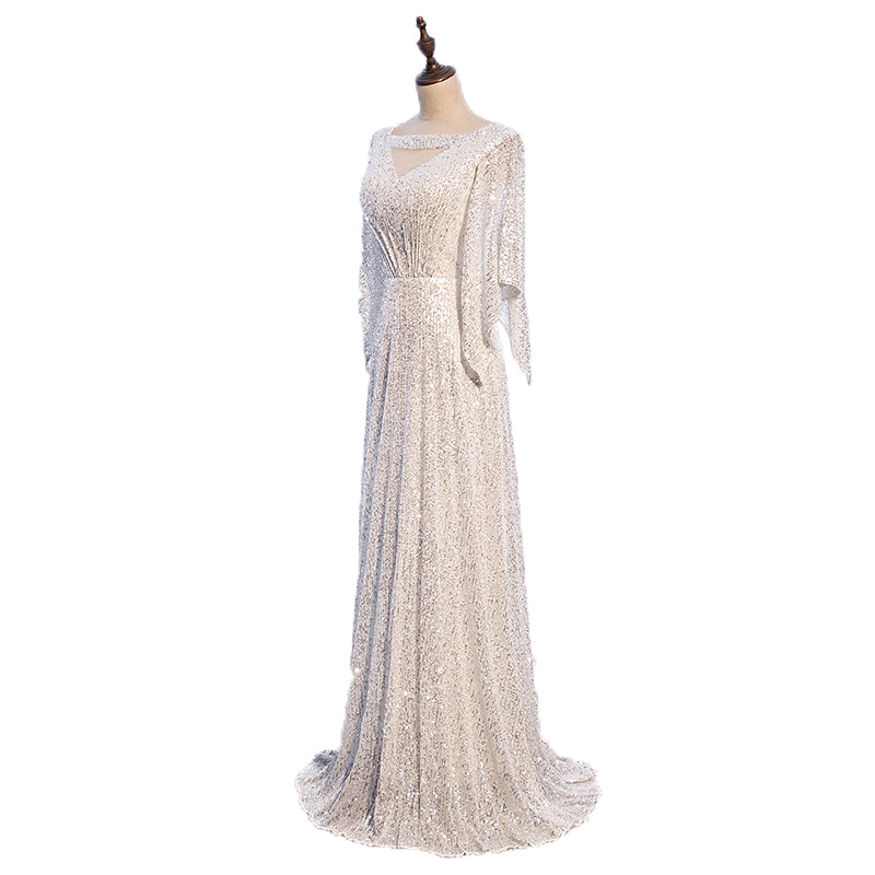Plus Size Flutter Sleeve Evening Dress