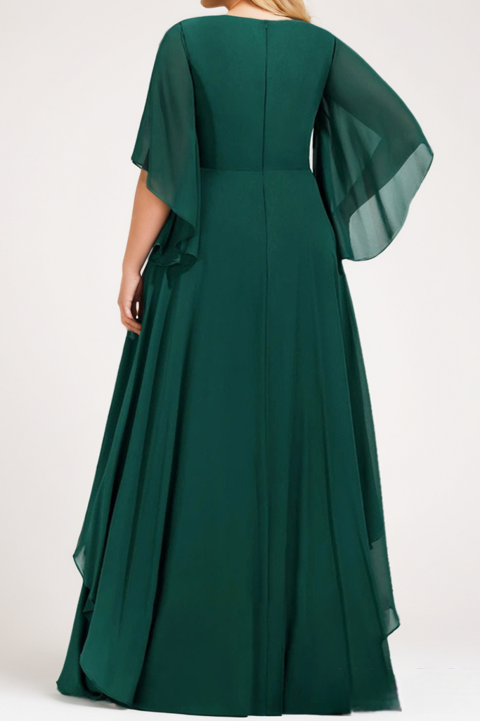 Nala Plus Size Formal Chiffon Short Sleeve Maxi Dress