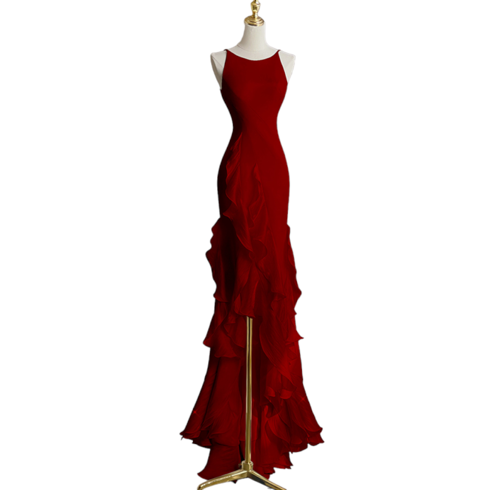 Plus Size Frills Sexy Formal Evening Dress