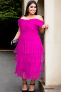 Madalyn Plus Size Off Shoulder Fringe Dress