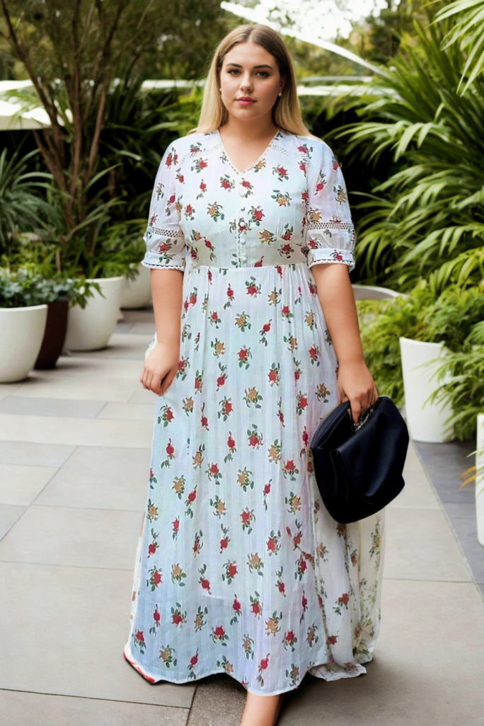Darby Plus Size Garden Floral Maxi Dress