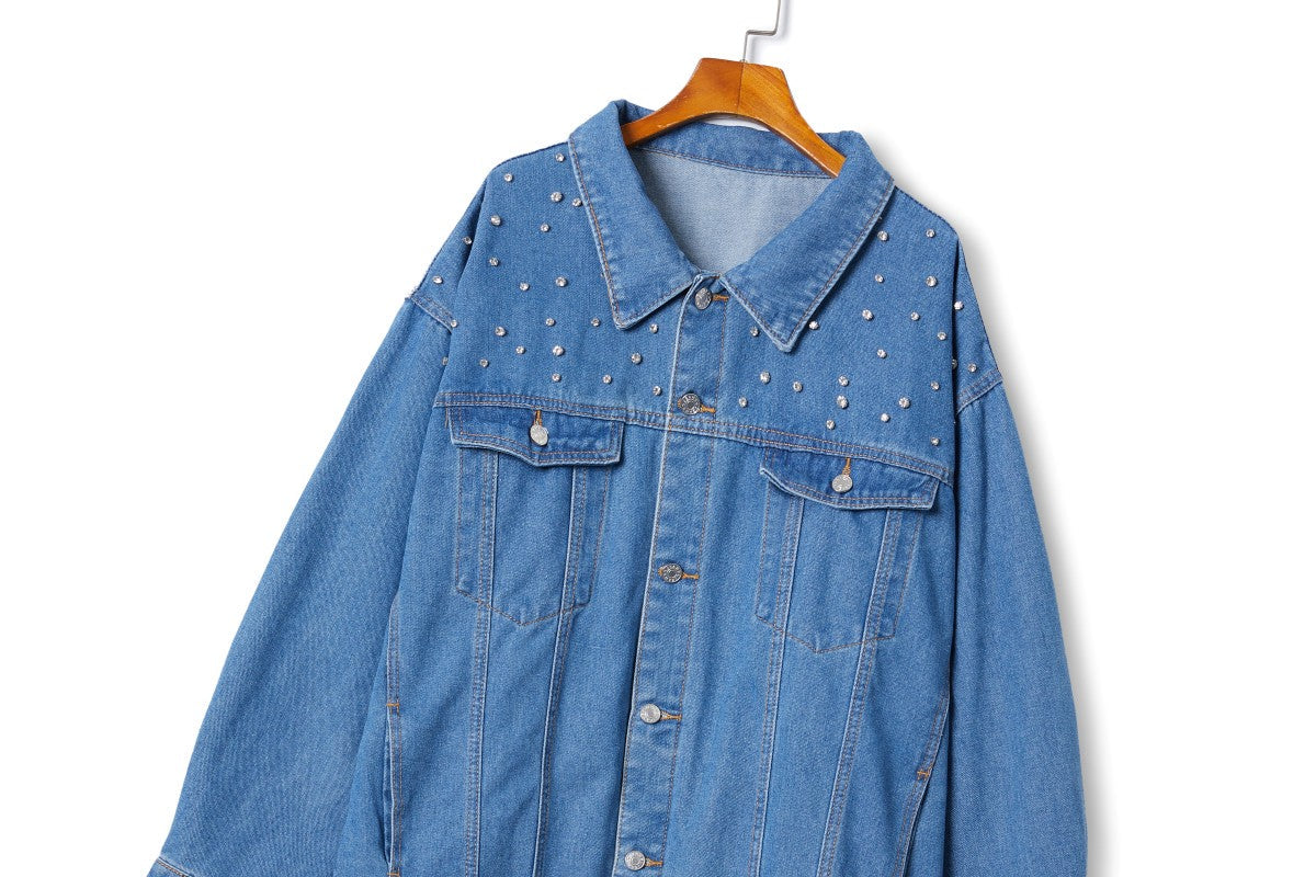 Plus Size Gems Denim Jacket