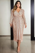 Meline Plus Size Gold Champagne Cocktail Dress