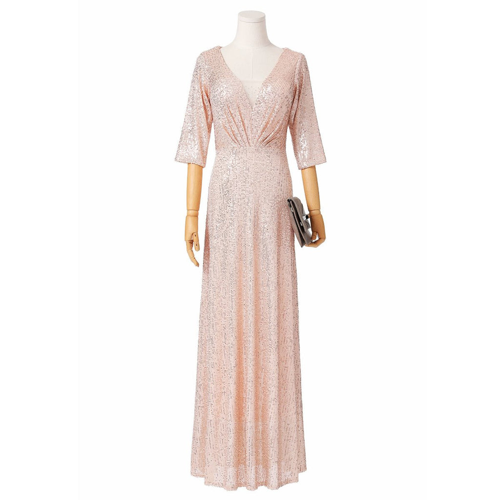 Arya Plus Size Gold Sequin Evening Dress