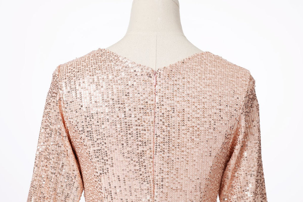 Arya Plus Size Gold Sequin Evening Dress