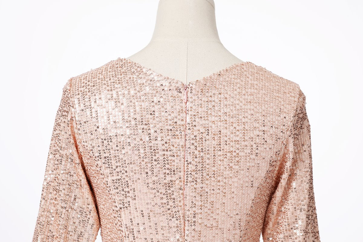 Arya Plus Size Gold Sequin Evening Dress