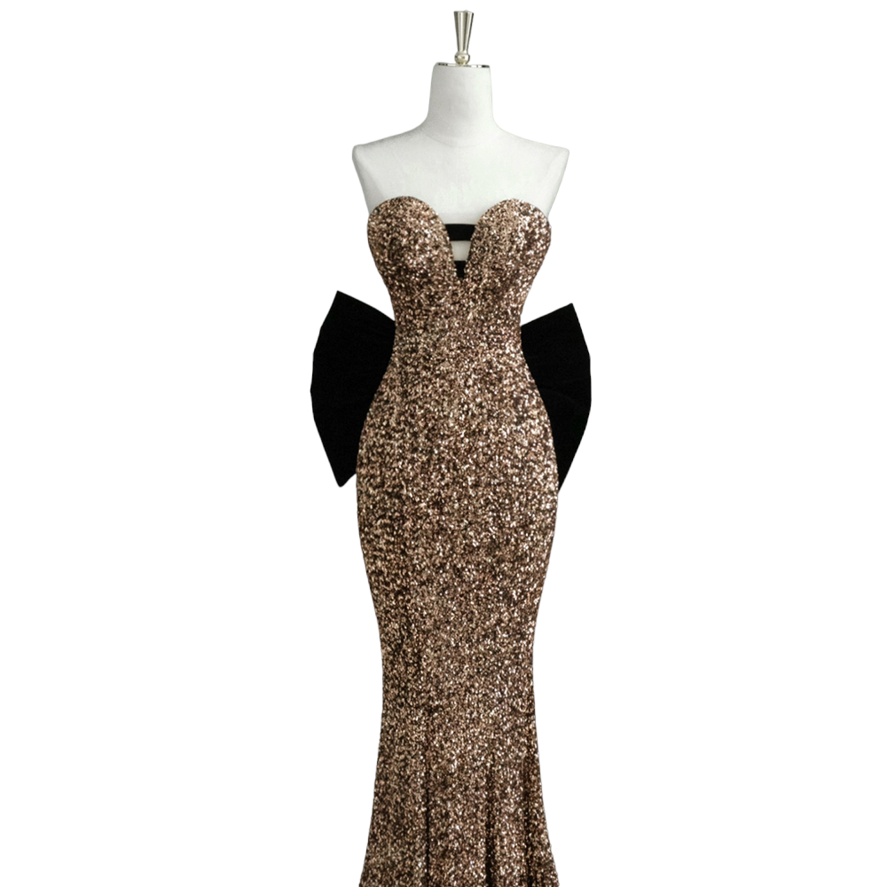 Plus Size Gold Sweetheart Mermaid Gown
