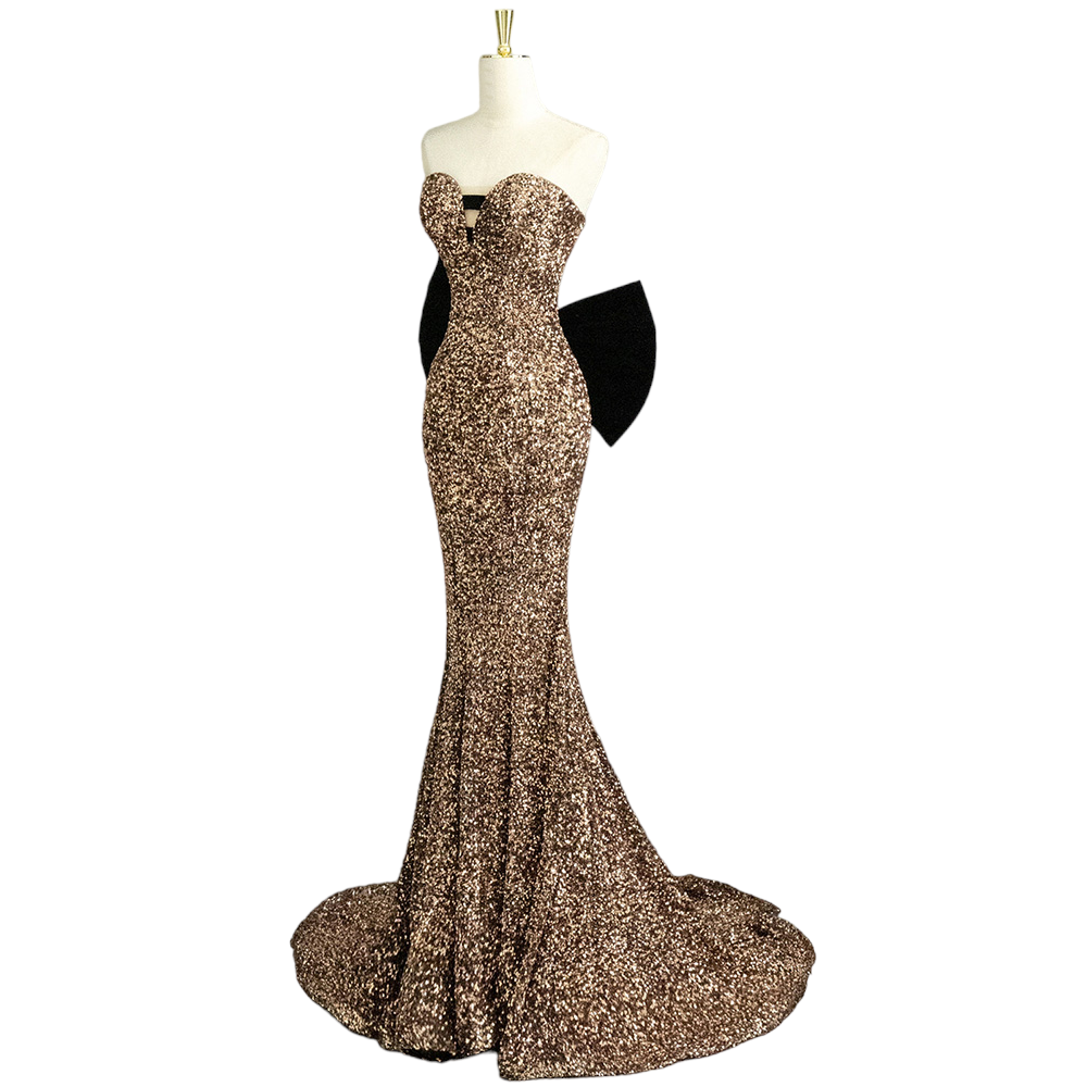 Plus Size Gold Sweetheart Mermaid Gown