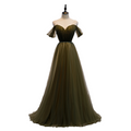 Plus Size Green Off Shoulder Evening Dress