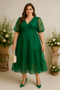 Loxley Plus Size Green Organza Dress