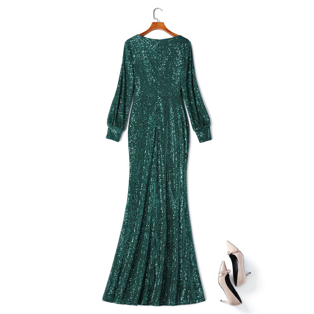 Plus Size Green Sequins Gown