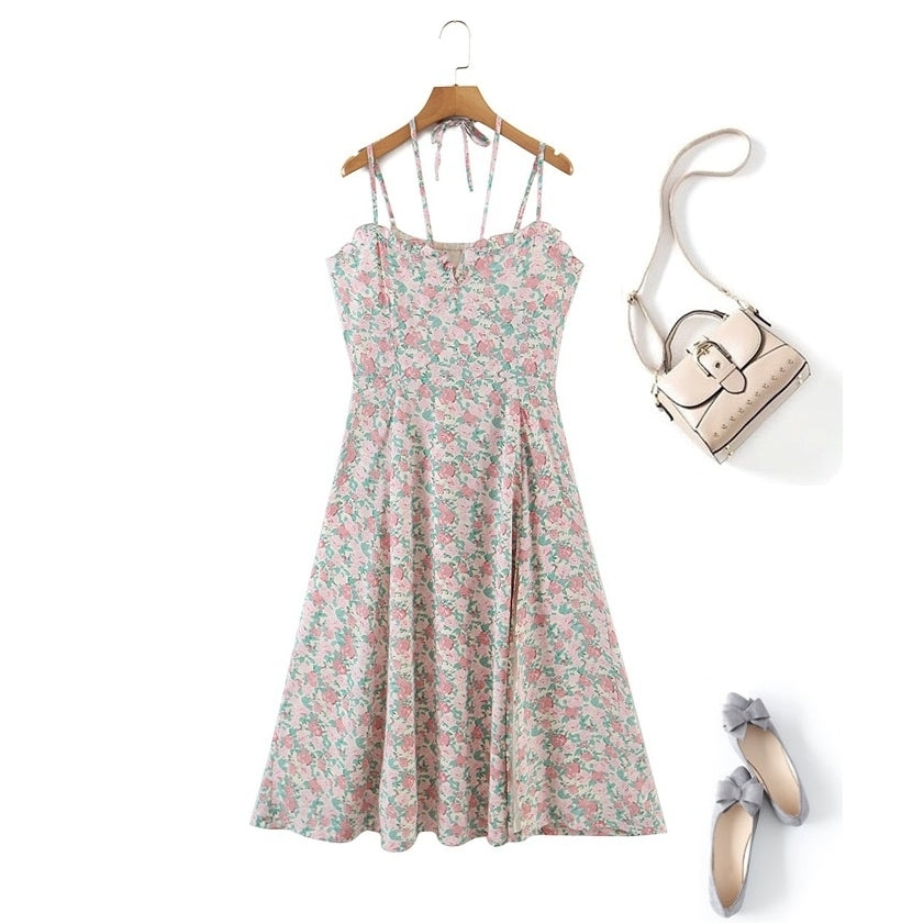 Plus Size Halter Vintage Floral Dress
