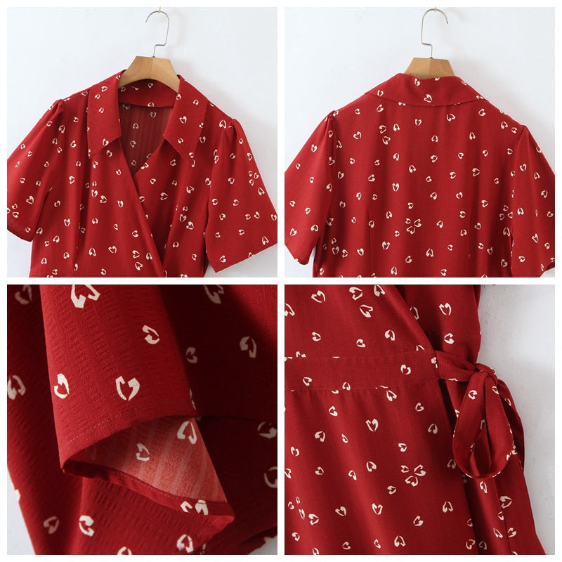 Plus Size Hearts Wrap Shirt Dress