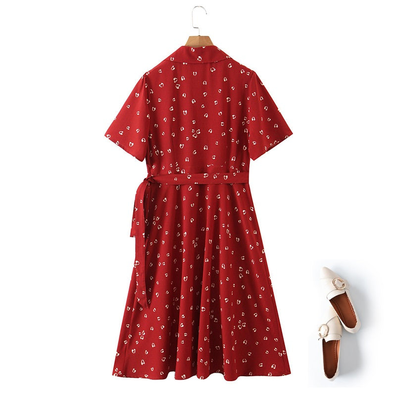Plus Size Hearts Wrap Shirt Dress