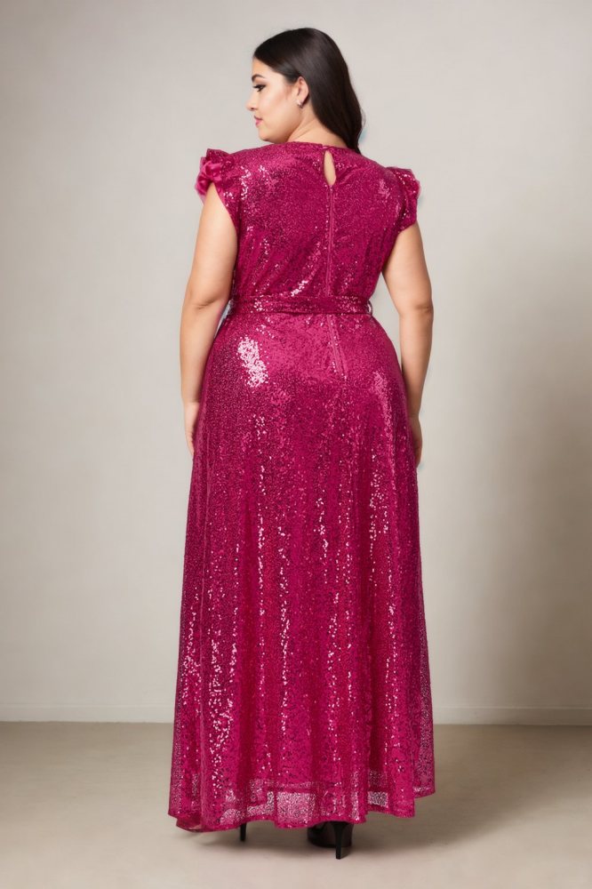 Dakoa Plus Size Hot Pink Evening Dress