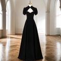 Teresa Plus Size Keyhole Black Short Sleeve Evening Dress