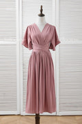 Gabrielle Plus Size Khaki Wrap Pleats Dress