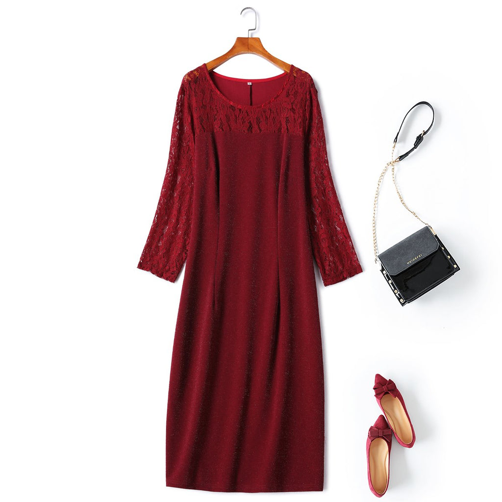 Calandra Plus Size Lace Fitted Cocktail Dress