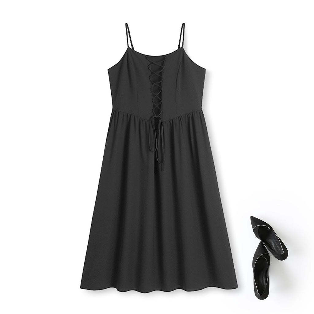 Plus Size Vintage Lace Up Dress