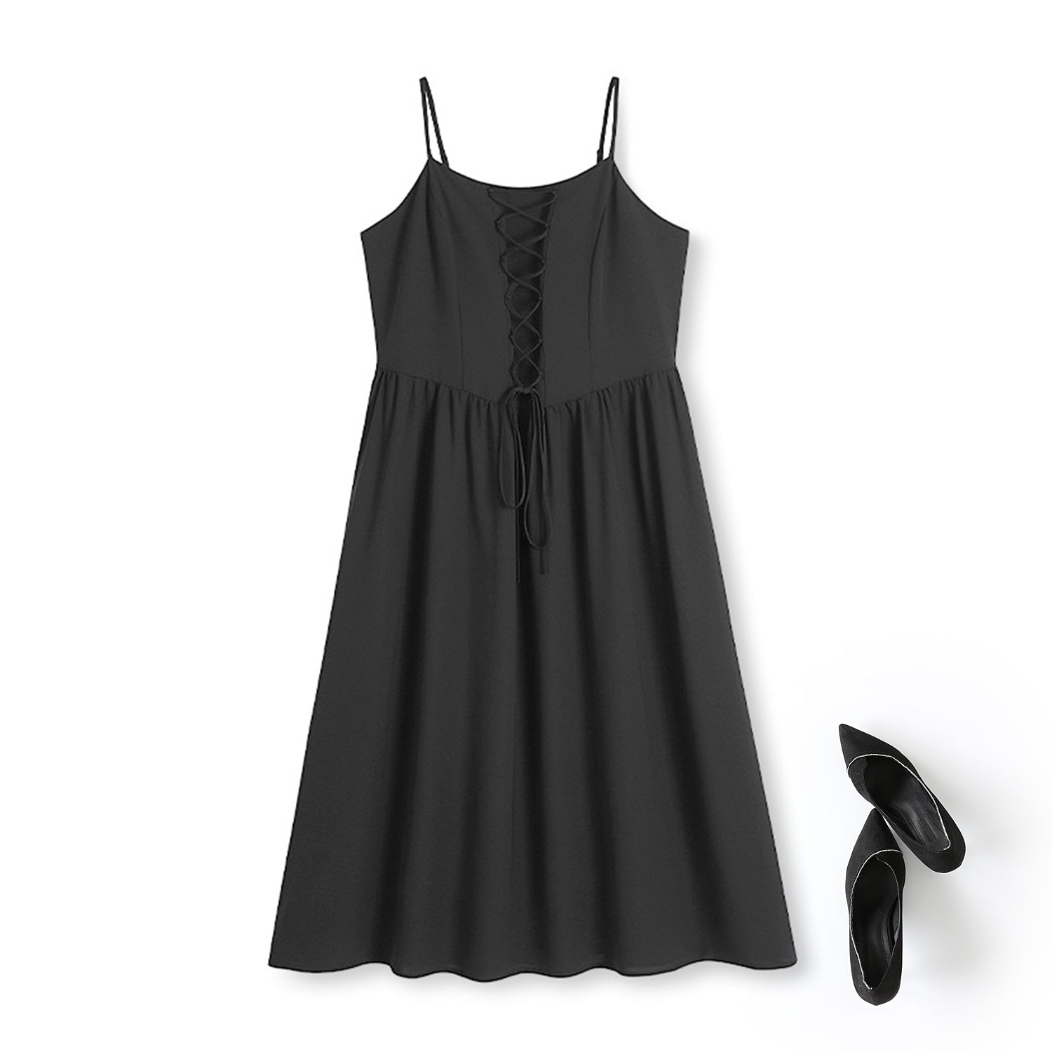 Plus Size Vintage Lace Up Dress