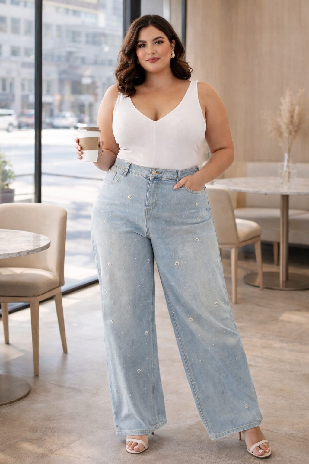 Elara Plus Size Highwaist Wide Leg Denim Jeans