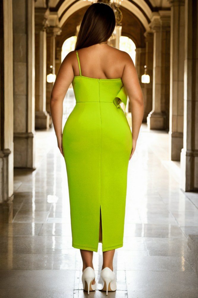 Raquel Plus Size Lime Green Pencil Cocktail Dress