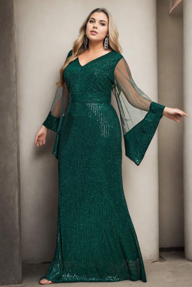 Thérèse Plus Size Long Sleeve Evening Dress