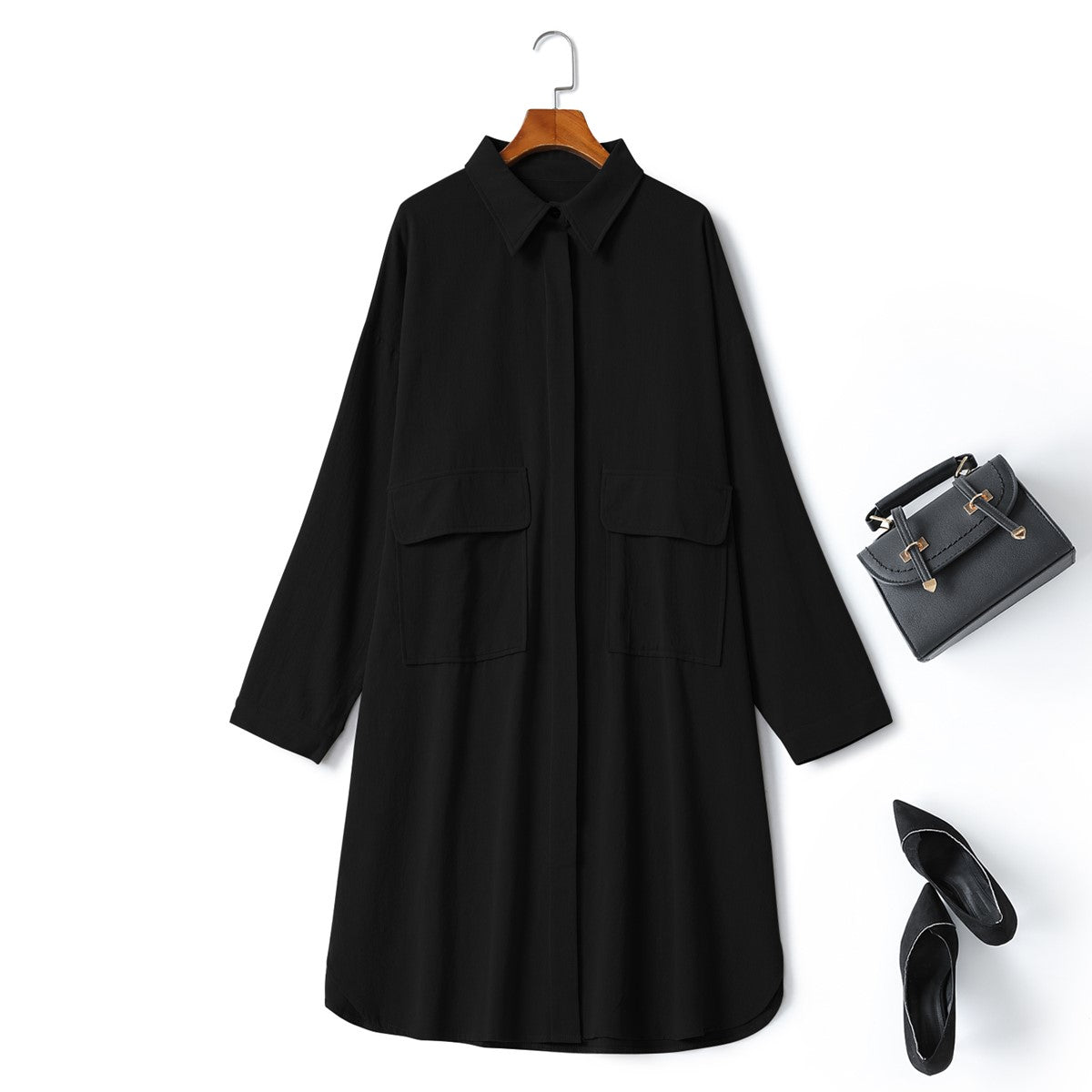 Marley Plus Size Long Sleeve Shirt Dress