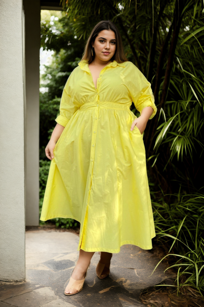 Ellie Plus Size Long Sleeve Shirt Dress