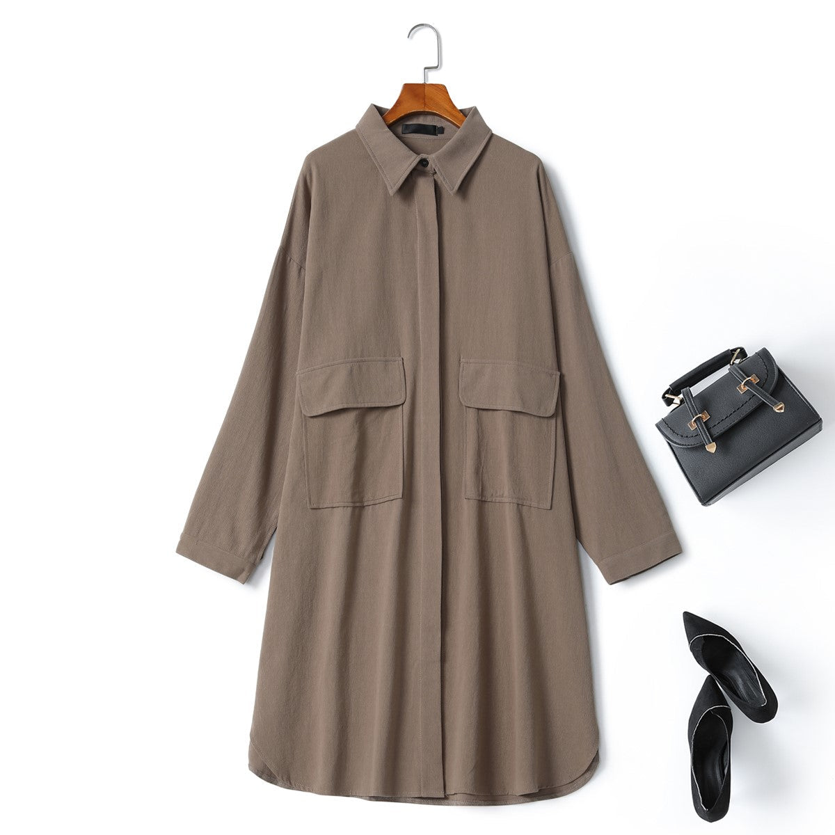 Marley Plus Size Long Sleeve Shirt Dress