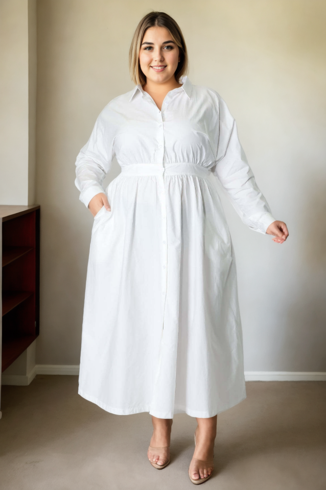 Ellie Plus Size Long Sleeve Shirt Dress