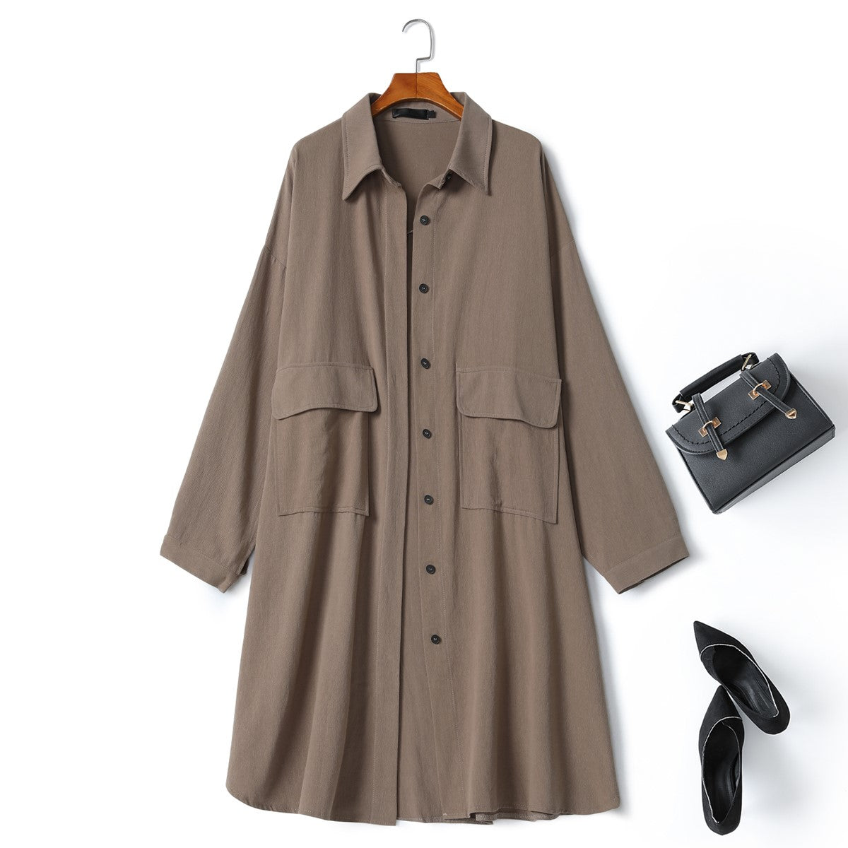 Marley Plus Size Long Sleeve Shirt Dress