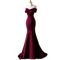 Plus Size Maroon Red Off Shoulder Gown