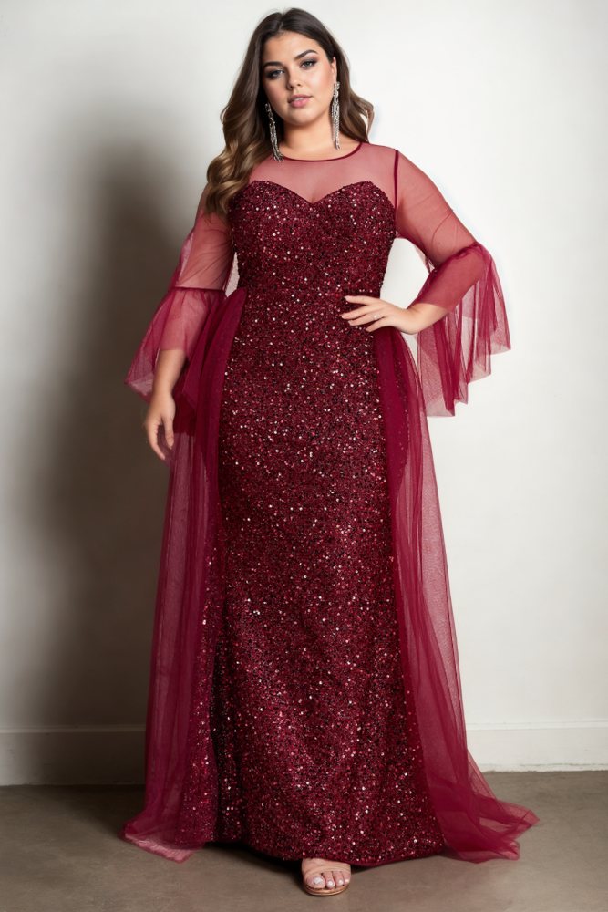 Daleyza Plus Size Maroon Red Formal Dress