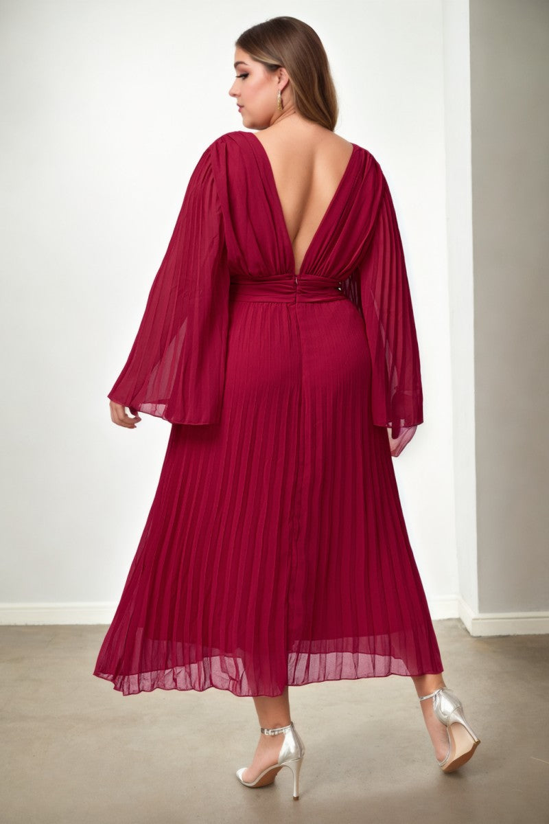 Kamila Plus Size Grecian Long Sleeve Dress