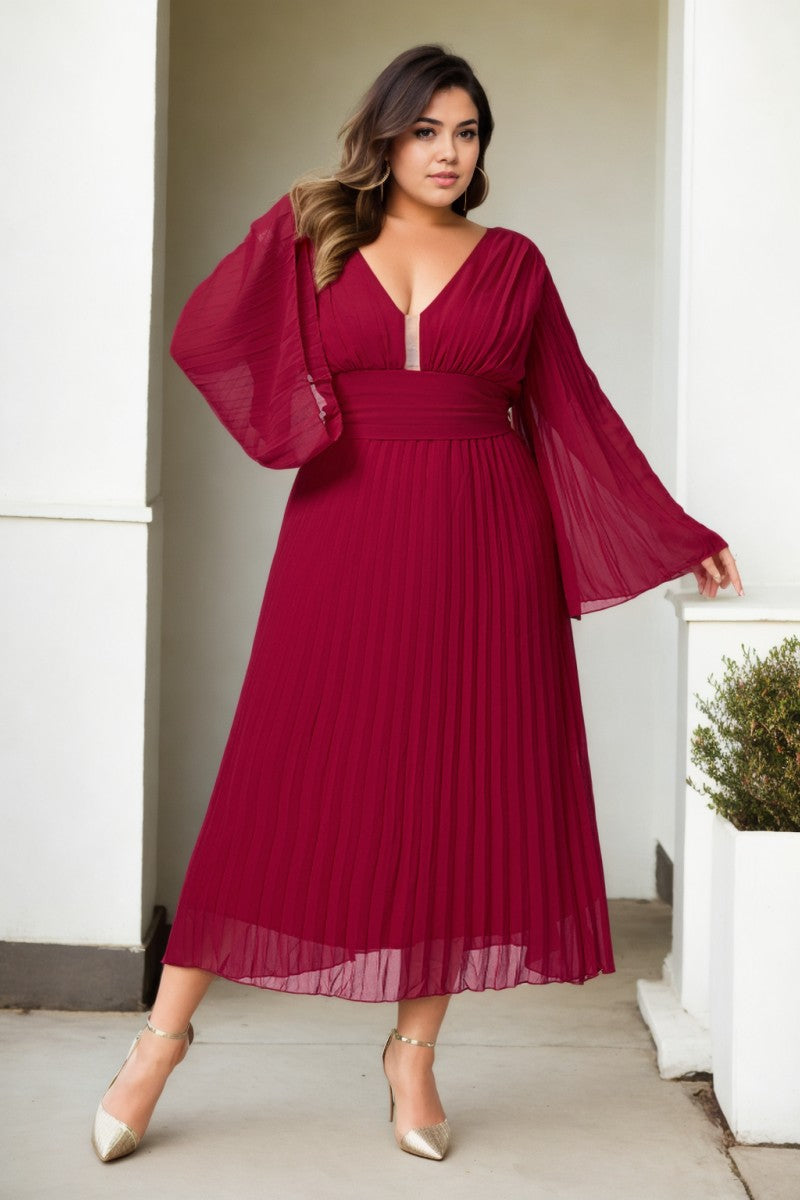 Kamila Plus Size Grecian Long Sleeve Dress
