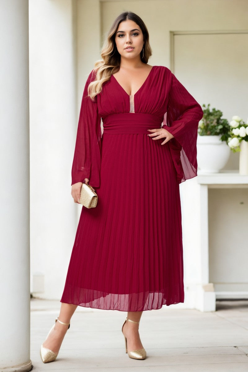 Kamila Plus Size Grecian Long Sleeve Dress
