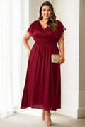 Nhulla Plus Size Maroon Red Grecian Evening Dress