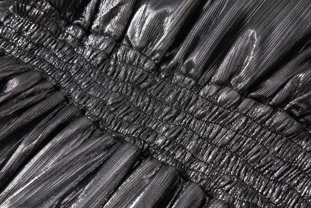 Nyra Plus Size Metallic Pleated Evening Maxi Dress