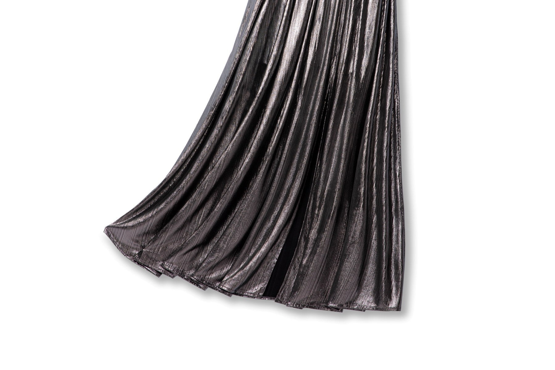 Nyra Plus Size Metallic Pleated Evening Maxi Dress
