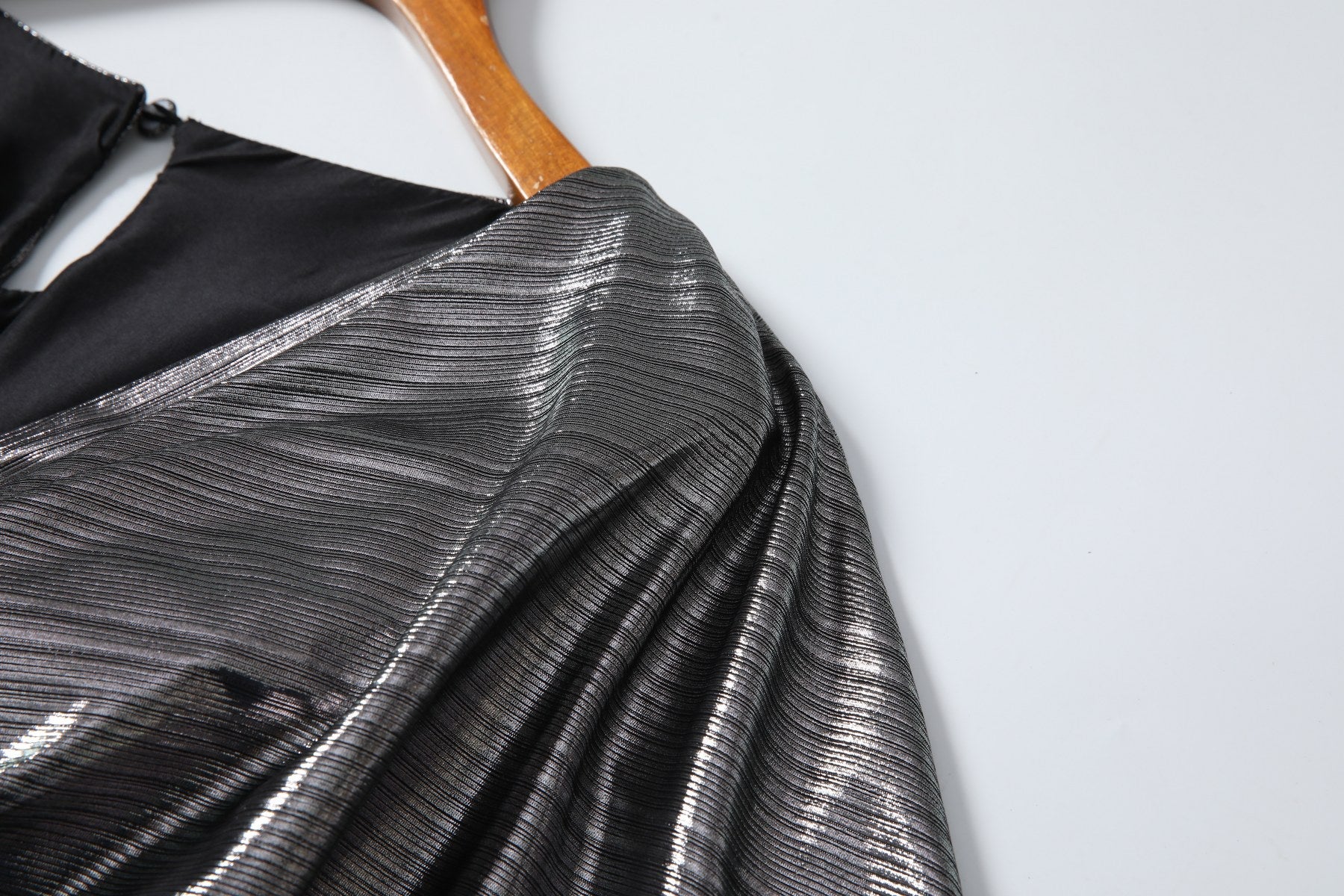 Nyra Plus Size Metallic Pleated Evening Maxi Dress