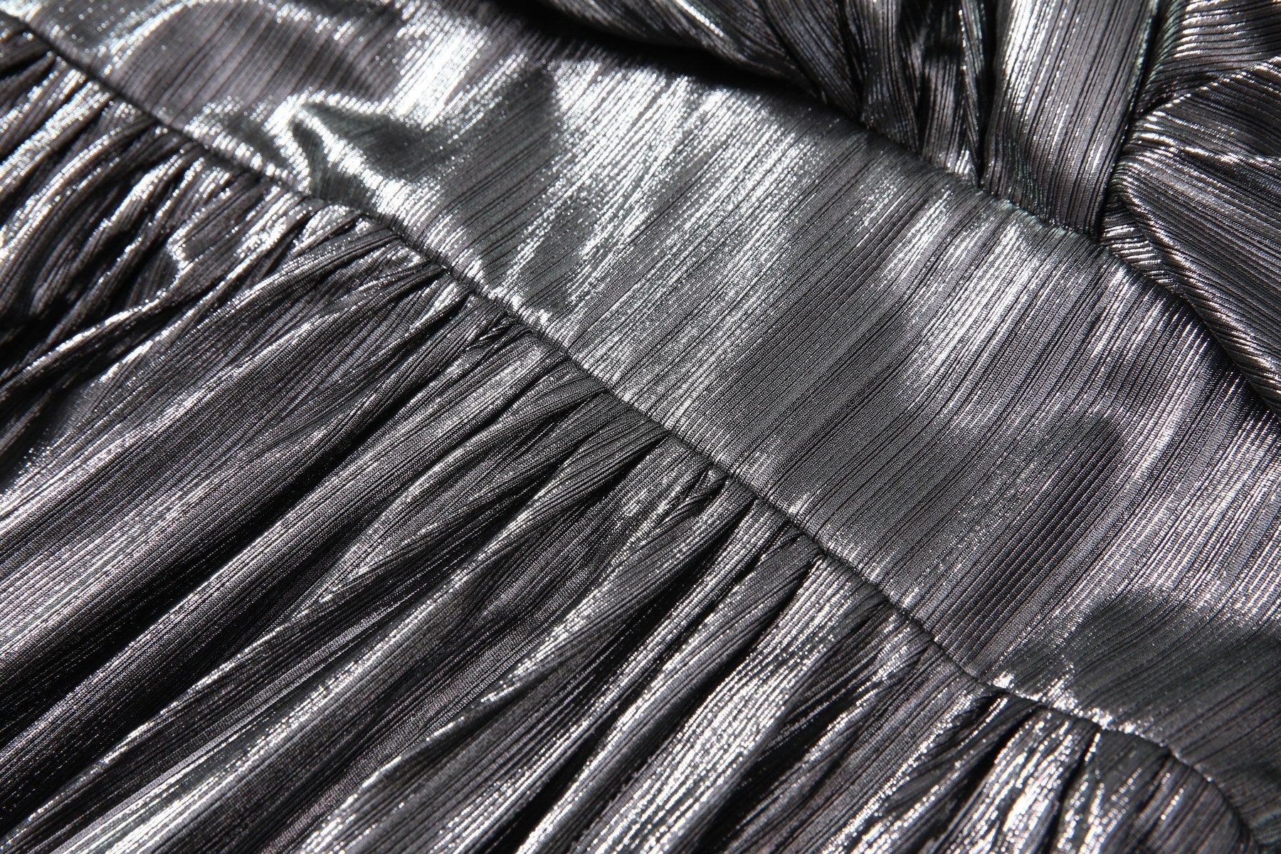 Nyra Plus Size Metallic Pleated Evening Maxi Dress