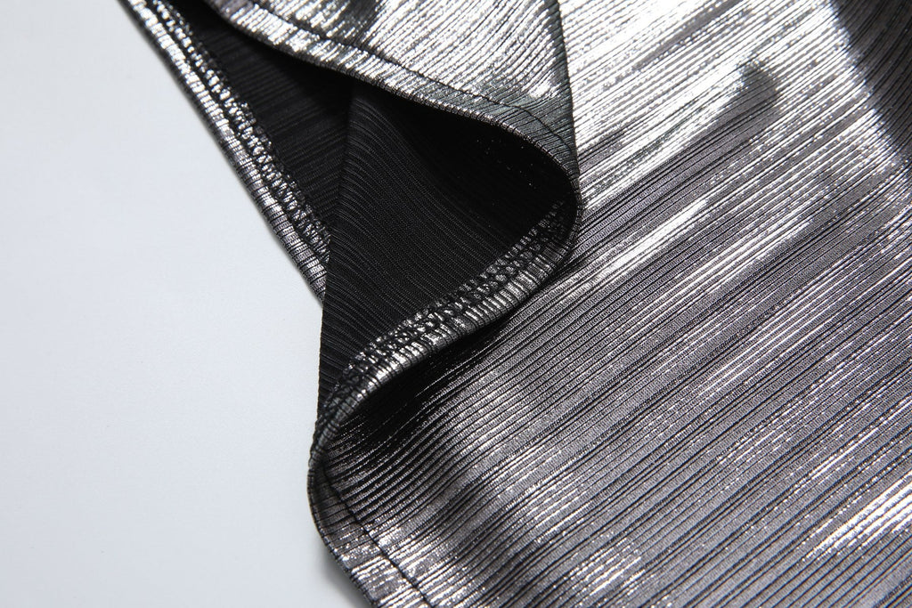 Nyra Plus Size Metallic Pleated Evening Maxi Dress