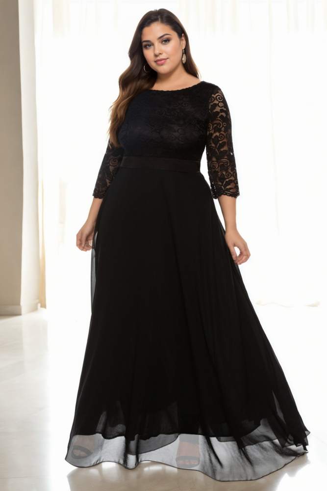 Amora Plus Size Modest Evening Dress