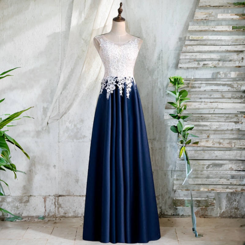 Arely Plus Size Navy A Line Evening Dress
