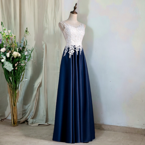 Arely Plus Size Navy A Line Evening Dress