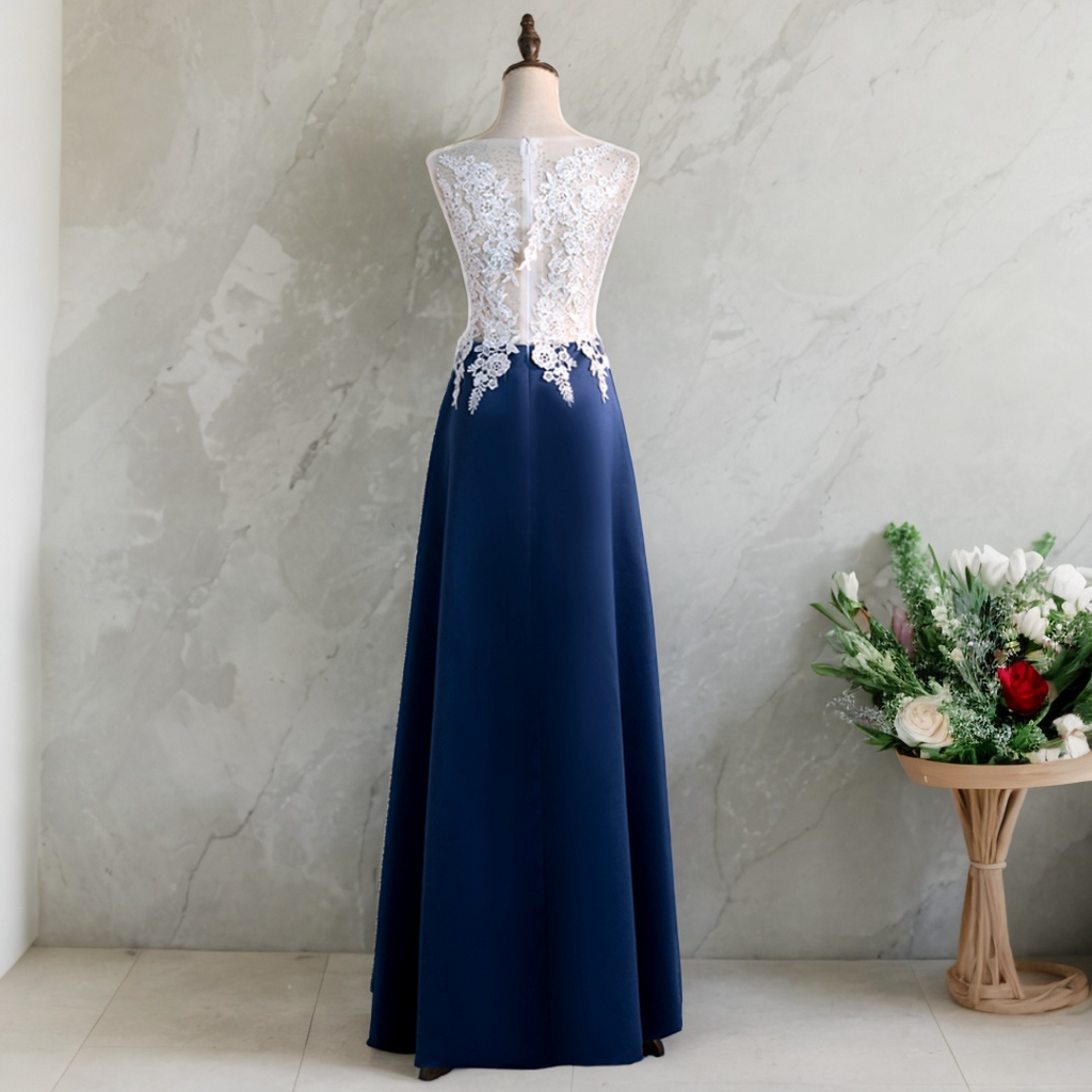 Arely Plus Size Navy A Line Evening Dress