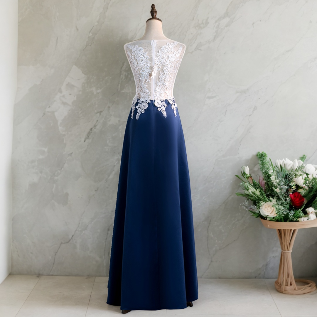 Arely Plus Size Navy A Line Evening Dress